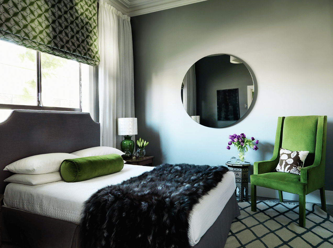 Bedroom Interior Styling. Green Accents