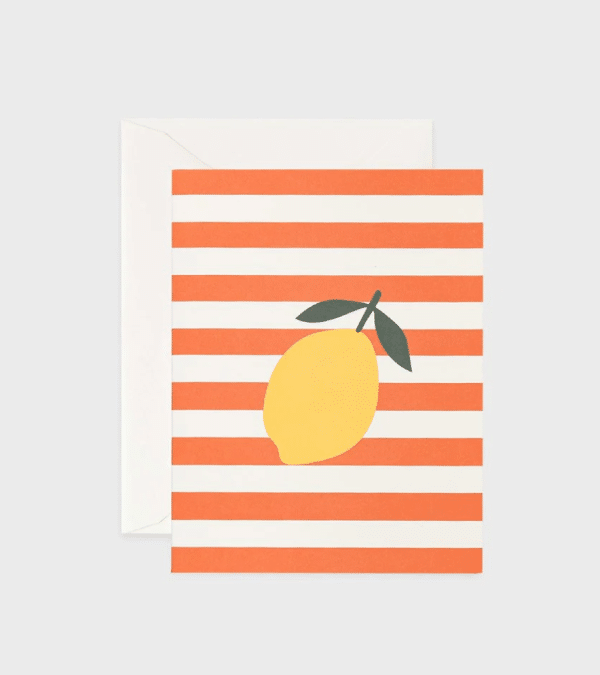 FATHER RABBIT STATIONERY | LEMON STRIPE CARD