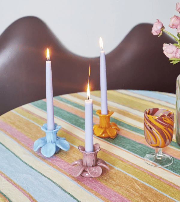 Kip & Co - Glass Flower Candle Holder Blush - Set 2 - Image 2