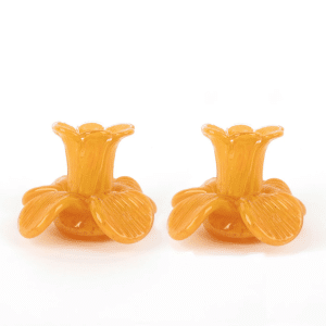 Kip & Co - Glass Flower Candle Holder Saffron Set Of 2