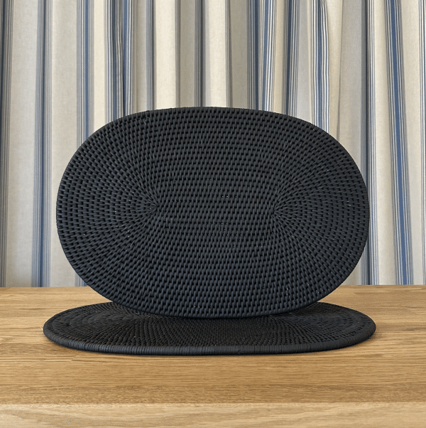 JACKA DESIGN - Cove Oval Placemat Black Set of 2 - Image 2