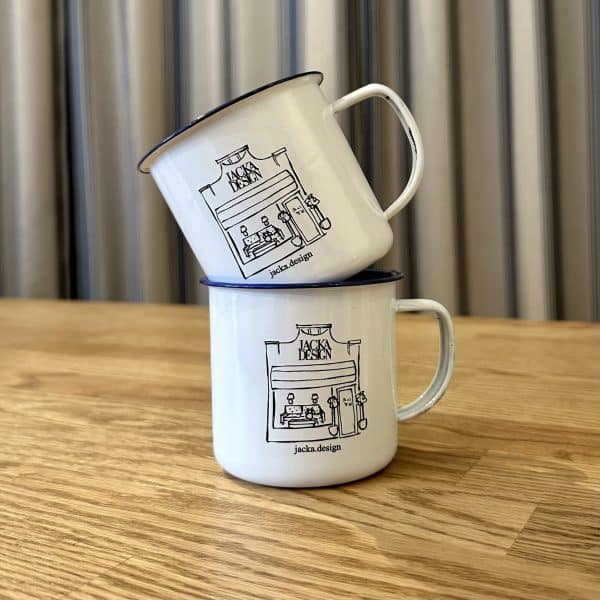 JACKA DESIGN Enamel Mug White - Image 2