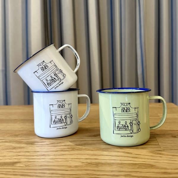 JACKA DESIGN Enamel Mug White - Image 4