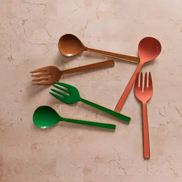 Bonnie & Neil – Enamel Salad Servers Tan - Image 2