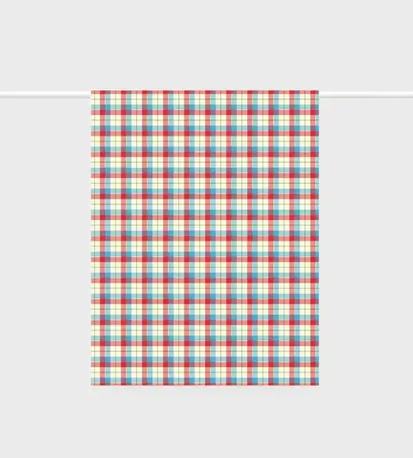 FATHER RABBIT - Cherry + Blue Tartan Linen Tea Towel