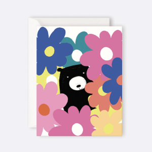 The Art File - Card Bear Amongst Flowers