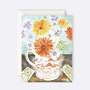 Angie Lewin - Card Marigolds & Scabious