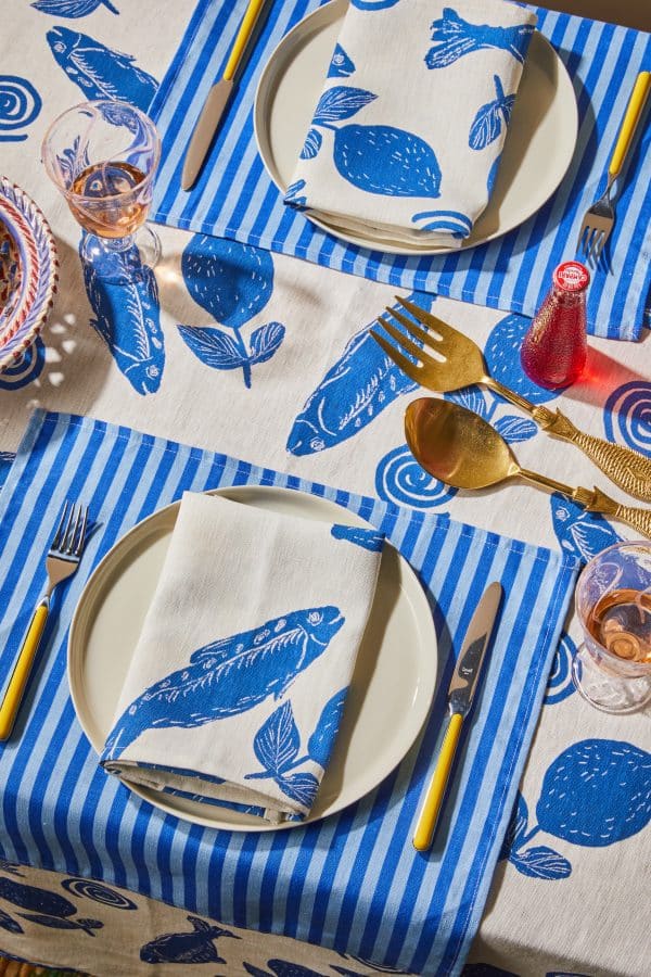 Bonnie & Neil - Napkins Sardines Blue Set 4 - Image 2