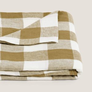 Carlotta & Gee - Linen Tablecloth Check Olive