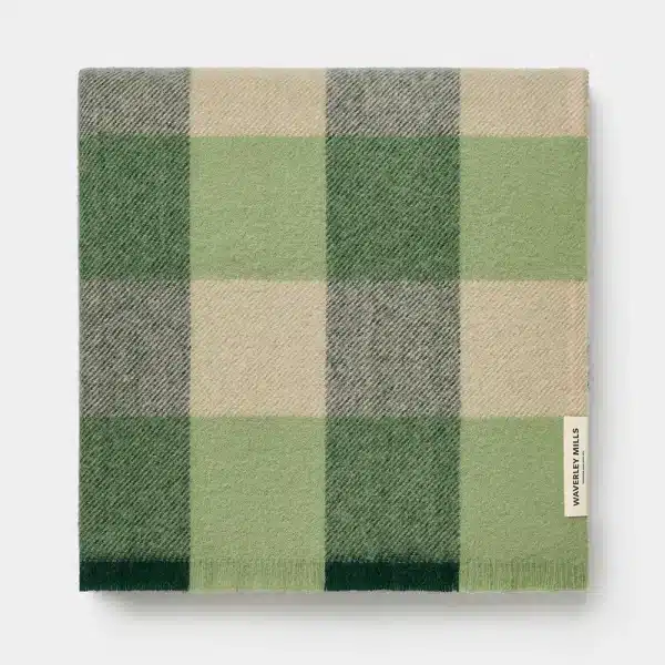 Waverley Mills - Traditional Check Picnic Rug in Acacia Green - Image 2