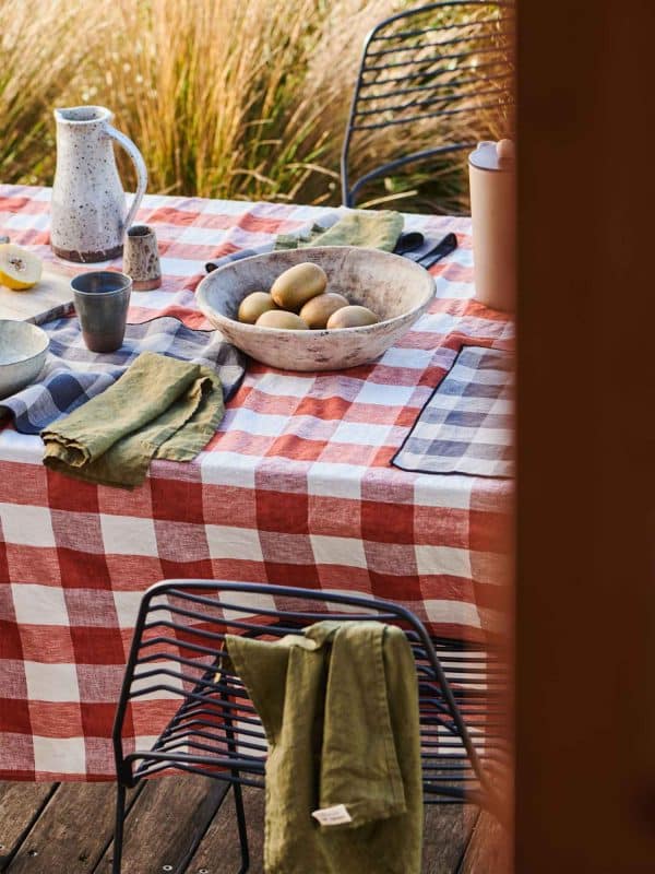 Carlotta & Gee - Linen Tablecloth Check Paprika - Image 2