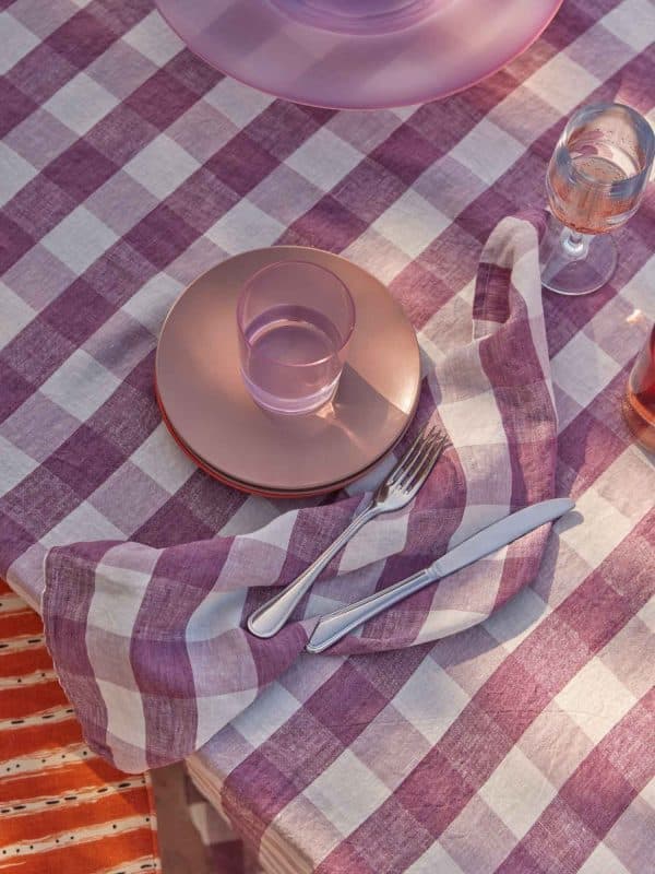 Carlotta & Gee – Linen Napkins in Lavender Check 4 Set - Image 2