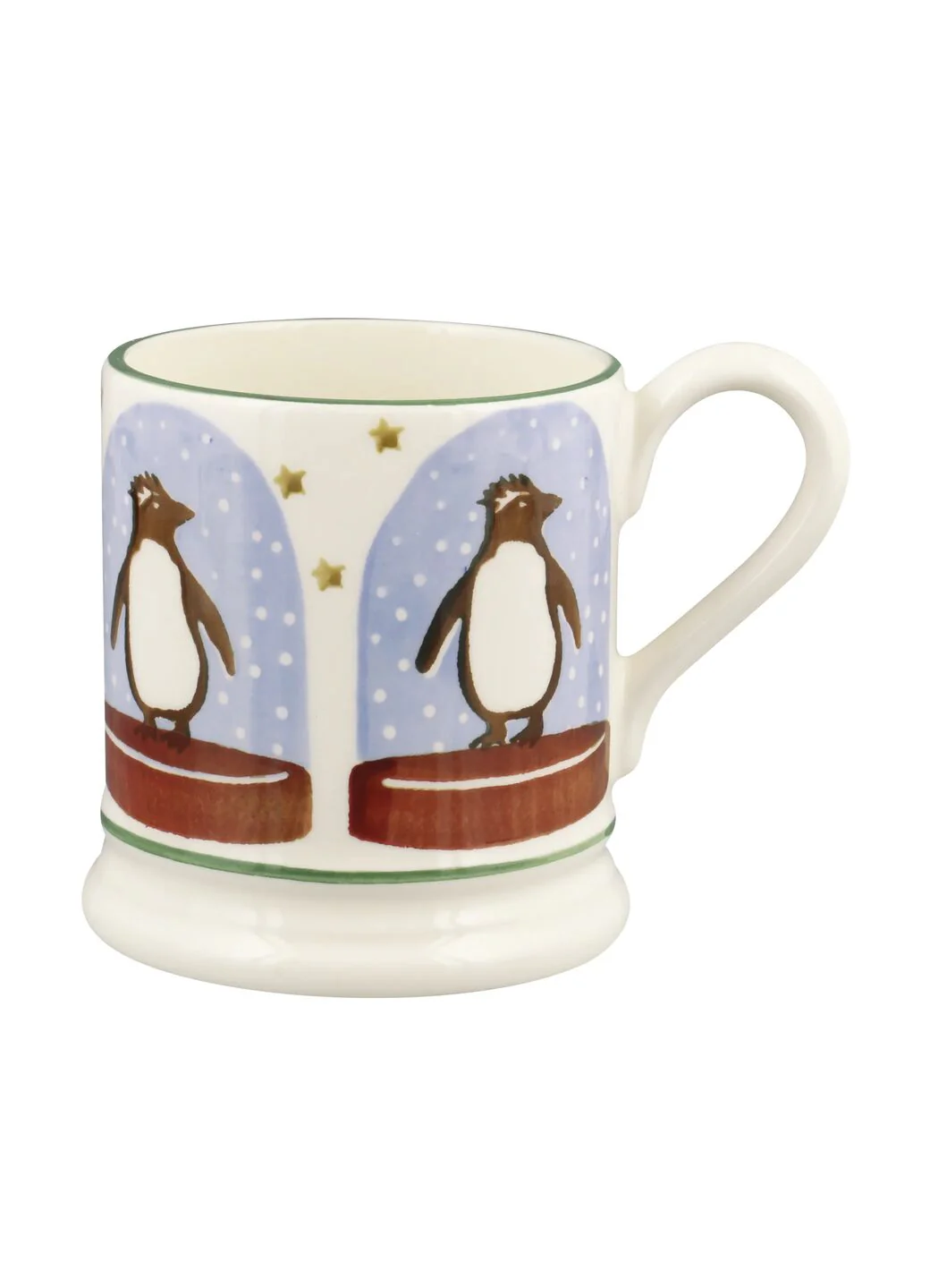 Emma Bridgewater - Spongeware Mug Christmas Penguin Snow Globe