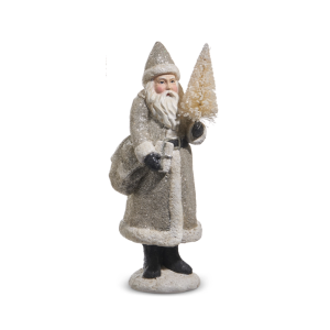 JACKA DESIGN - Vintage Santa in Silver Glitter Coat - Small