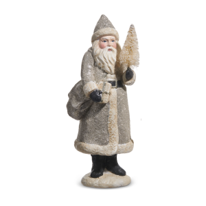 JACKA DESIGN - Vintage Santa in Silver Glitter Coat - Large