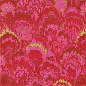 Napkins - Caspari Marbled Ceramica Red-Fuchsia