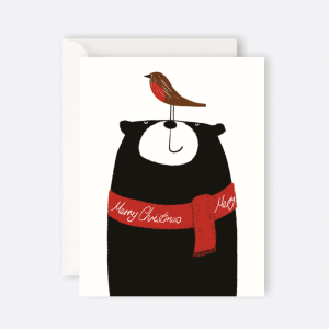 The Art File - Card Bear Christmas Robin