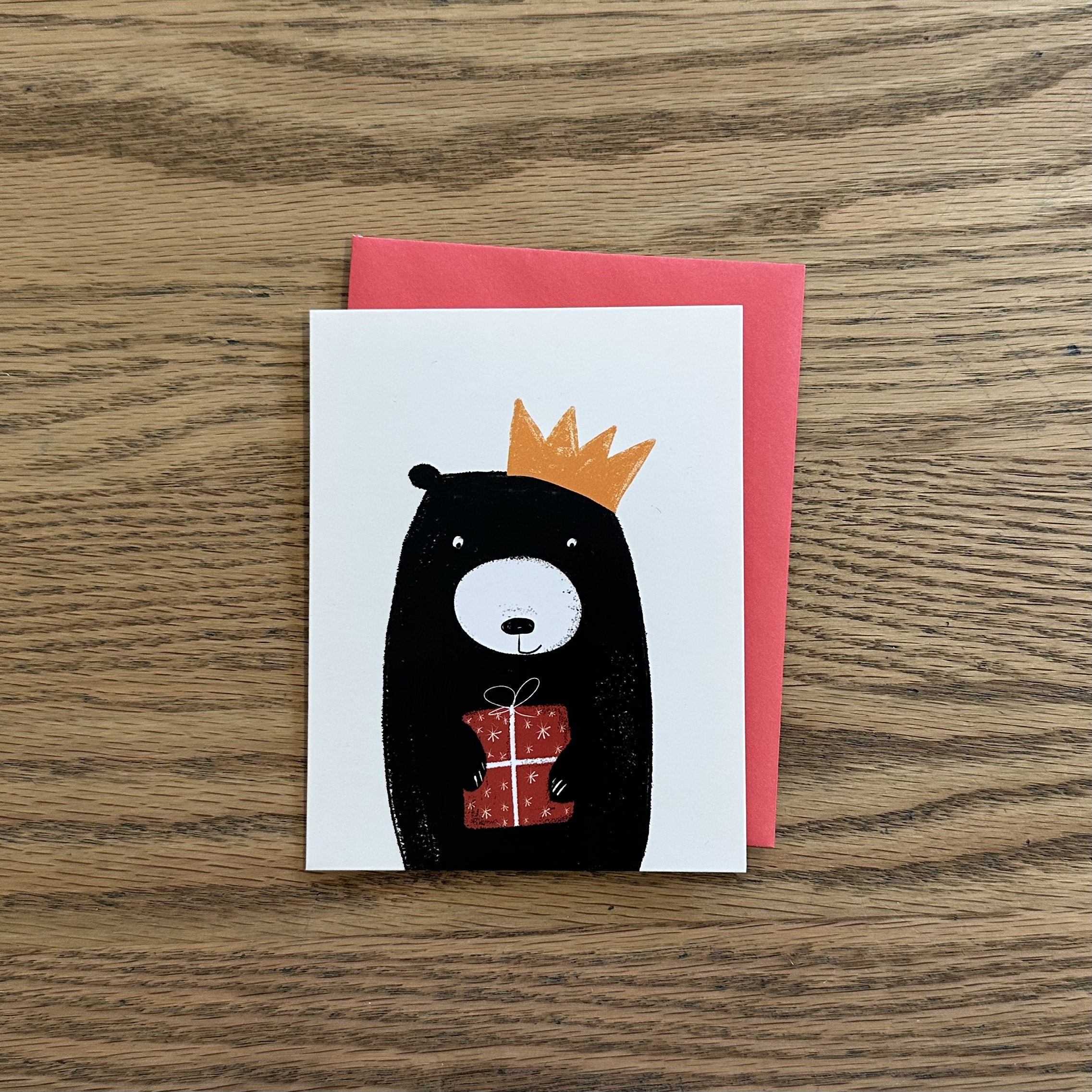 The Art File - Mini Card Bear Christmas Crown