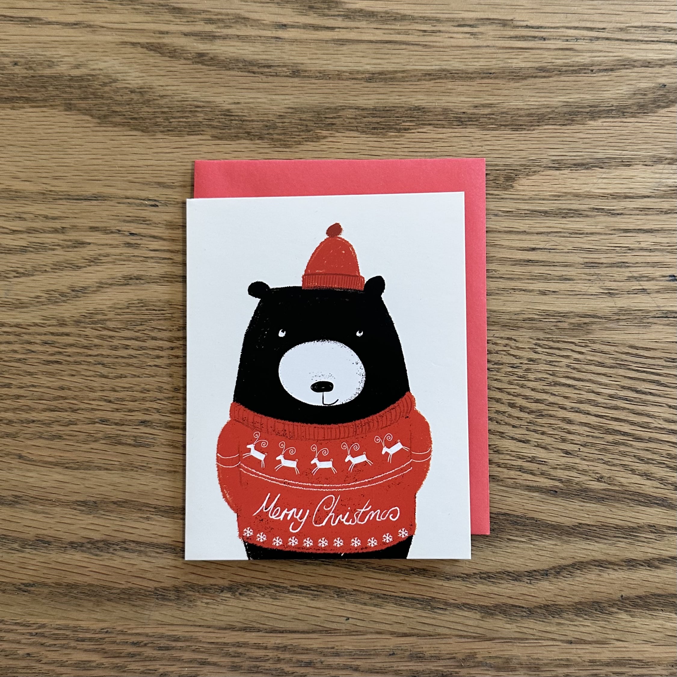 The Art File - Mini Card Bear Christmas Hat