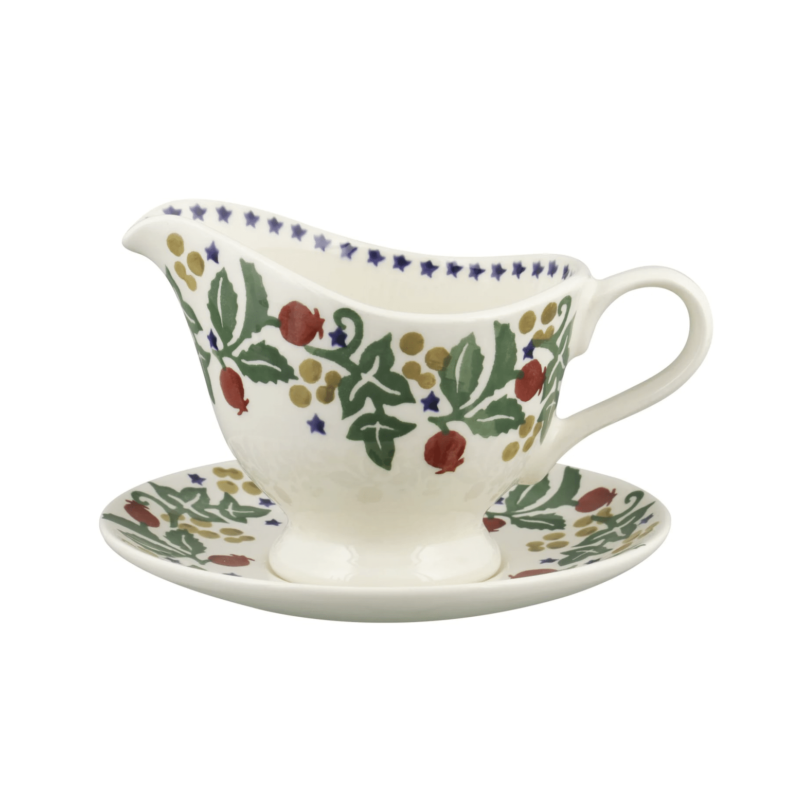Emma Bridgewater - Spongeware Rosehip & Ivy Gravy Jug & Stand