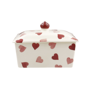 Emma Bridgewater - Spongeware Pink Hearts Butter Dish