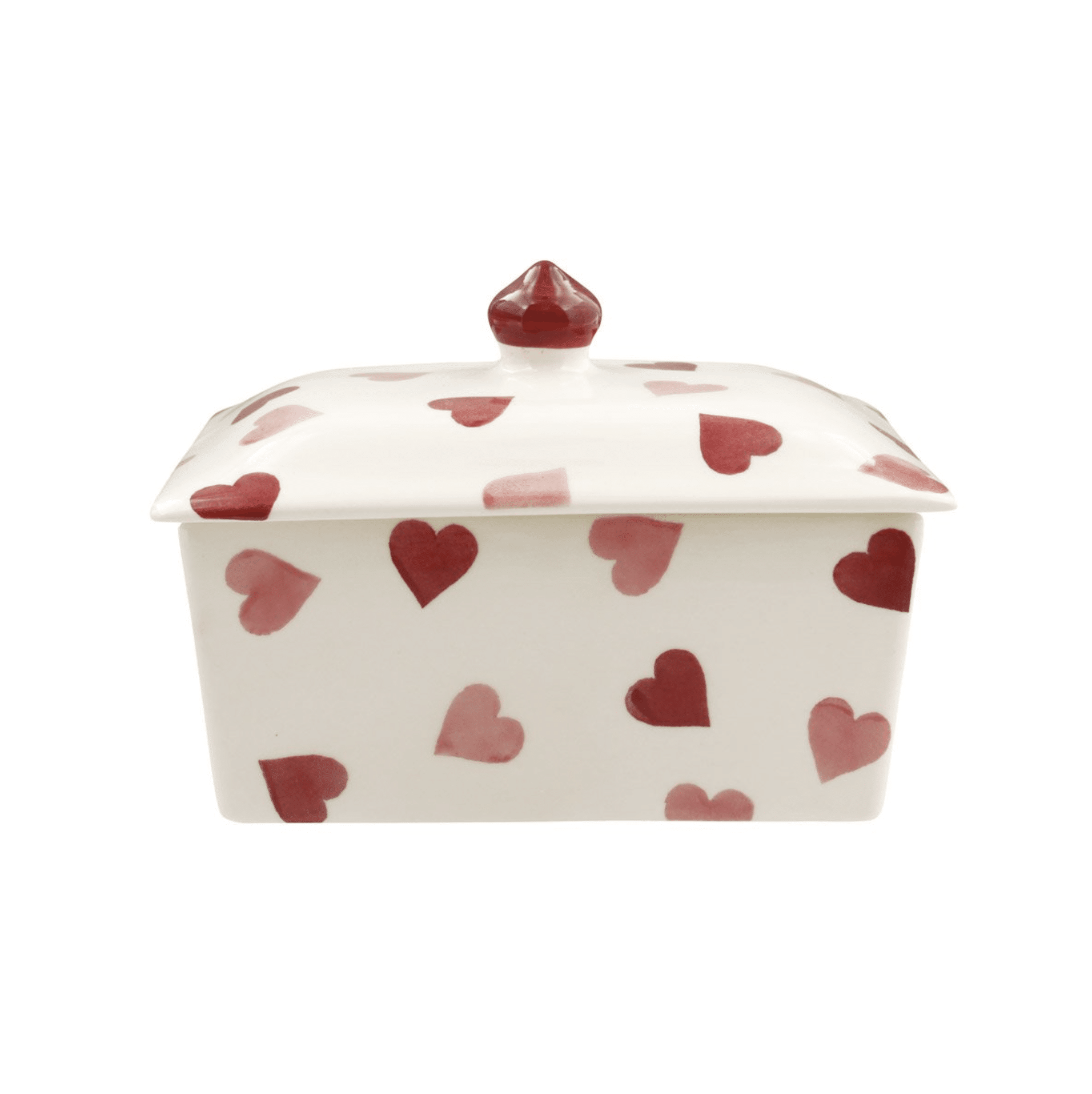 Emma Bridgewater - Spongeware Pink Hearts Butter Dish