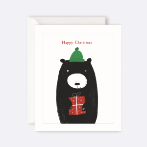 The Art File - Card Bear Christmas Green Hat