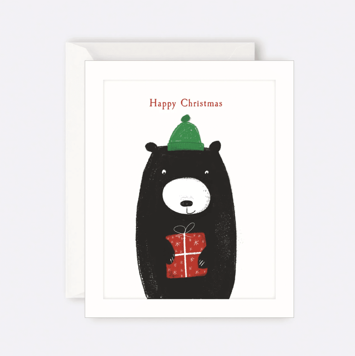 The Art File - Card Bear Christmas Green Hat