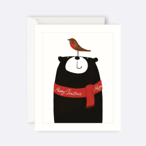 The Art File - Card Bear Christmas Robin