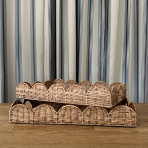 JACKA DESIGN - Decor Scalloped Rattan Tray pair a